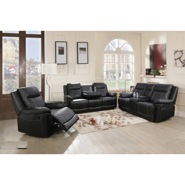 Red Barrel Studio® 3 Piece Faux Leather Reclining Living Room Set